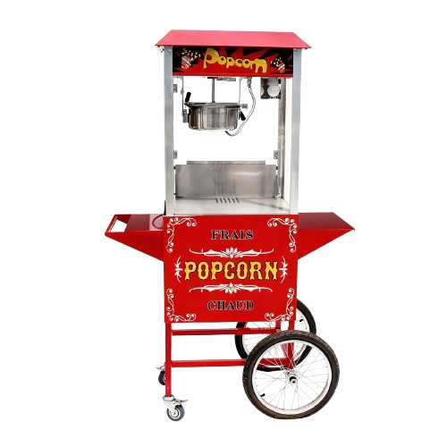 Rote Popcornmaschine auf Rädern